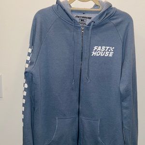 Fast House Blue Zip Hoodie - Women’s Size L - Tags Removed/Never Worn